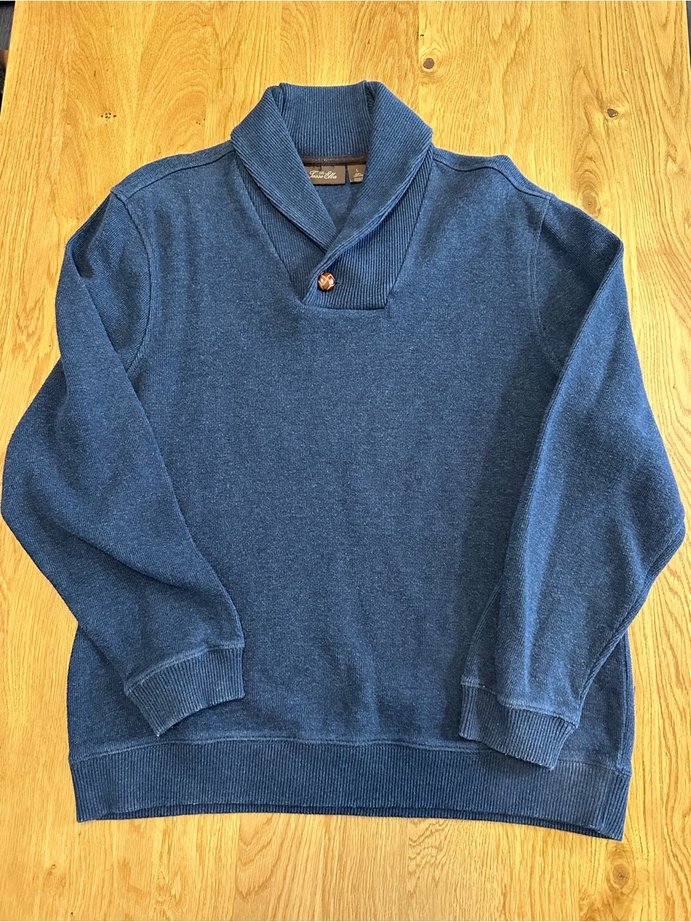 Tasso Elba Navy Blue Shawl Collar V-Neck Sweater L